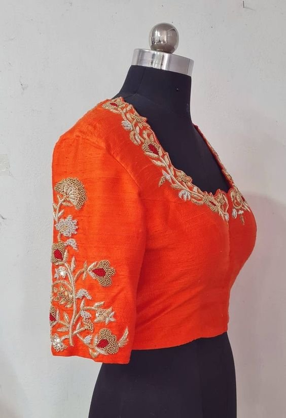 Beautiful Orange bridal bloue design Models