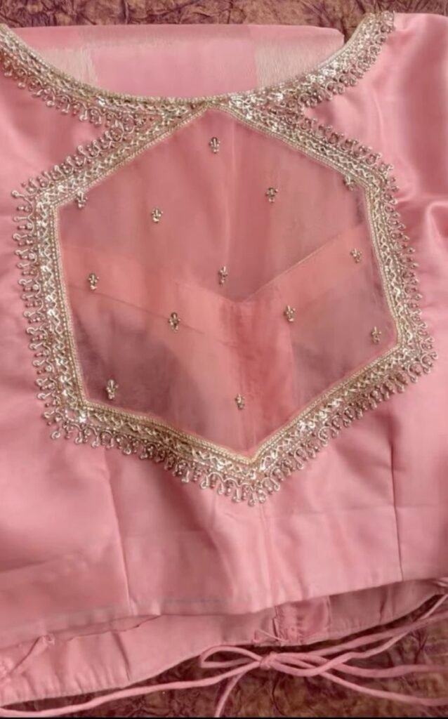 Latest Net Blouse Design For Silk Sarees