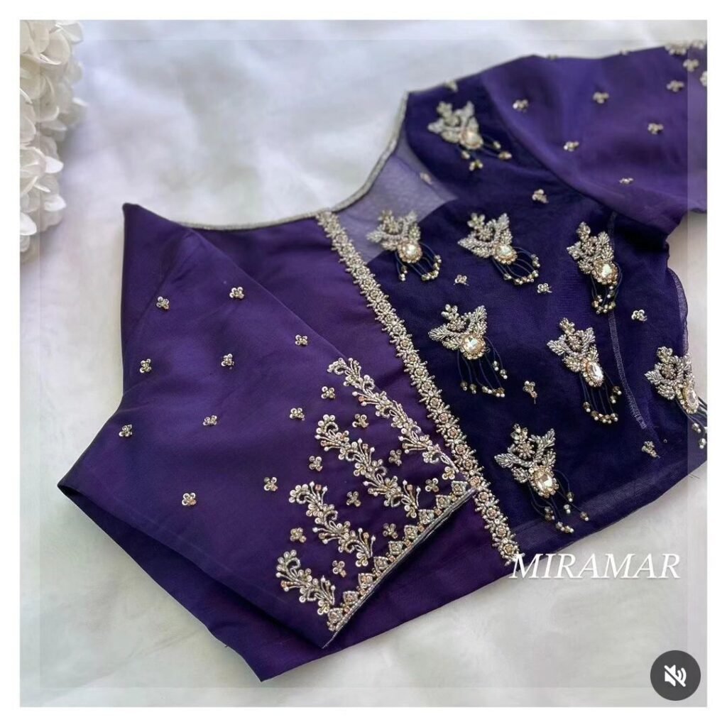 Latest Net Blouse Design For Silk Sarees