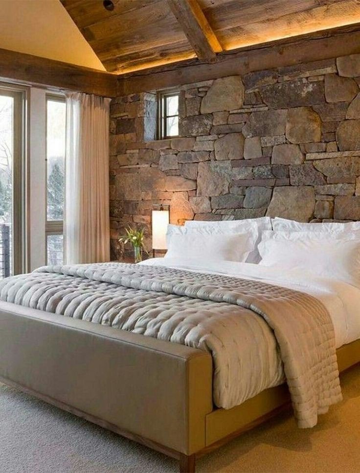 bedroom stone wall ideas