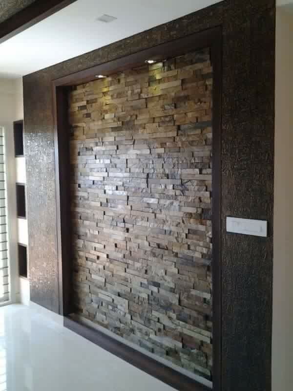 Living room stone wall design ideas