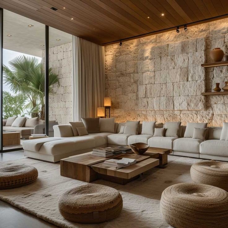 interior stone wall design for living room