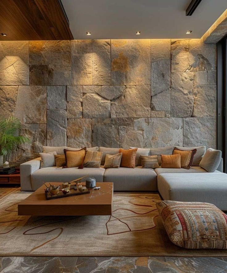 	
stone wall ideas for living room