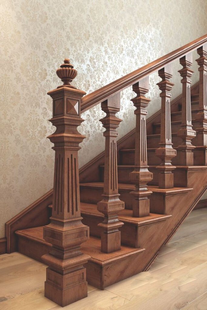 wood curving furniture design ideas for  staircase