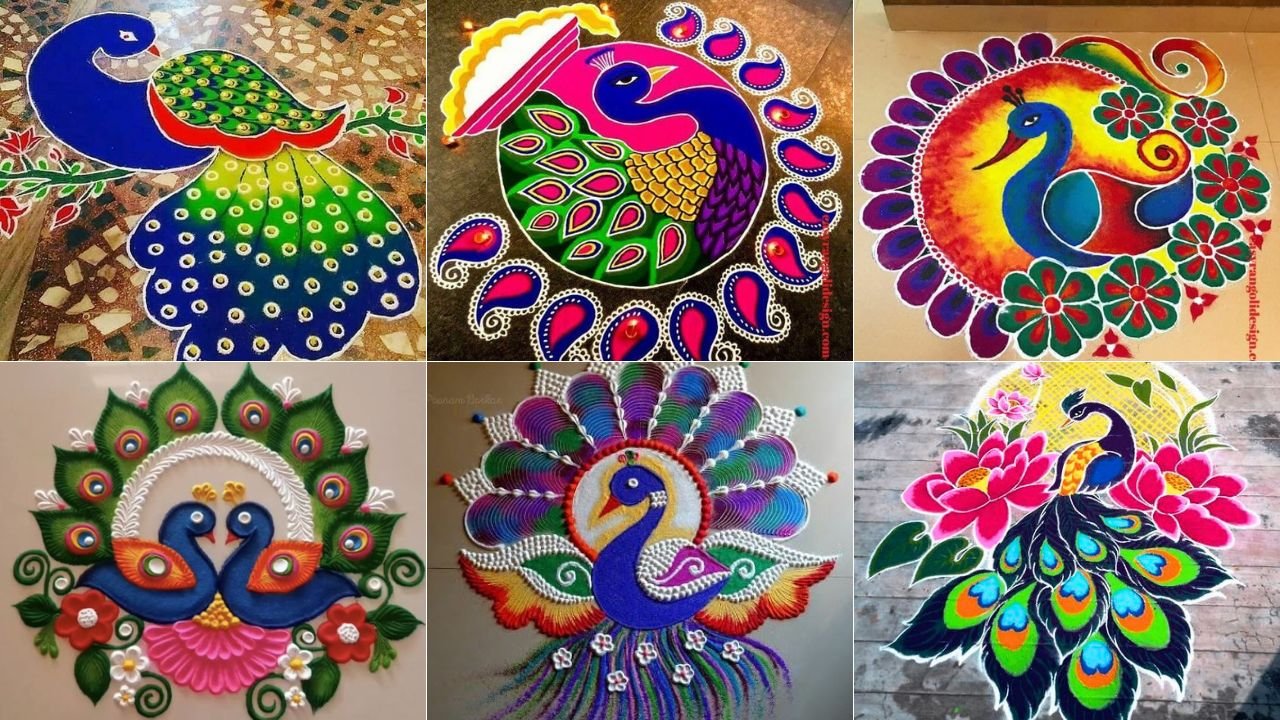 50+ Beautiful Peacock Rangoli Designs