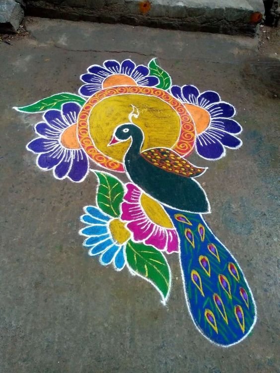 Peacock Rangoli designs