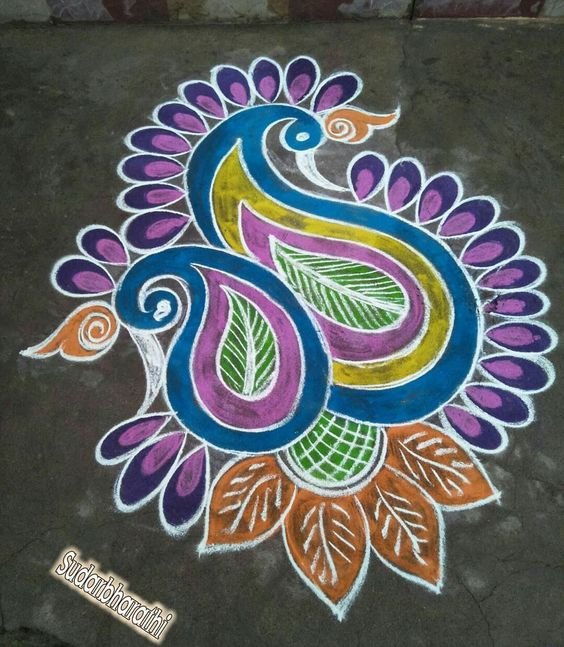 Peacock Rangoli designs