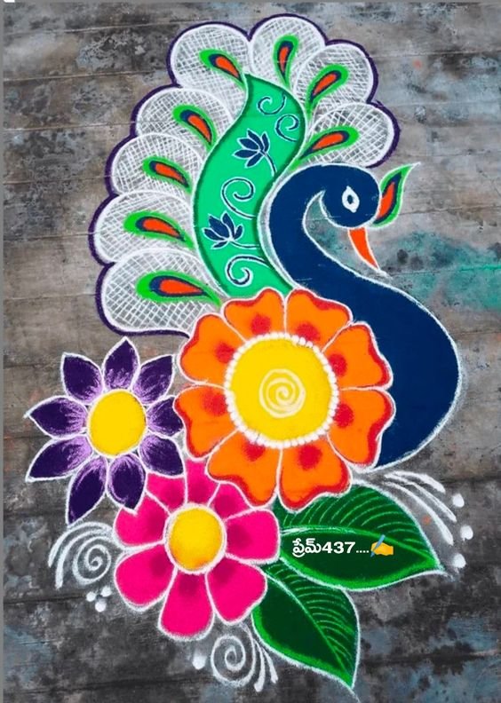 Peacock Rangoli designs