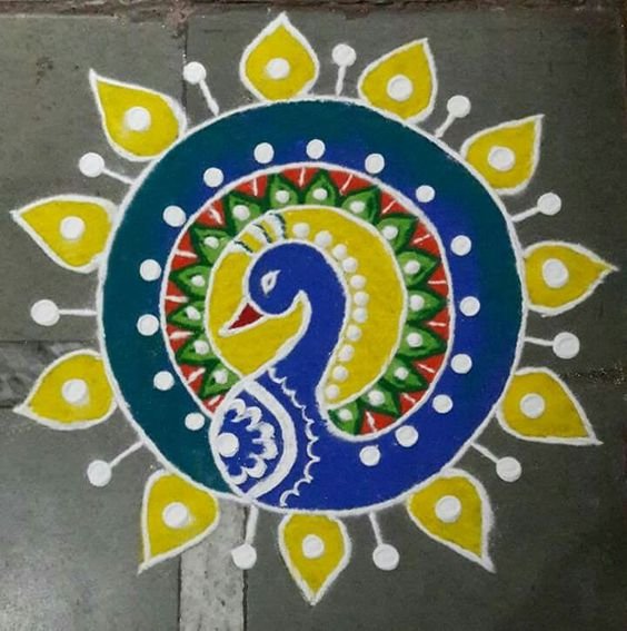 Peacock Rangoli designs