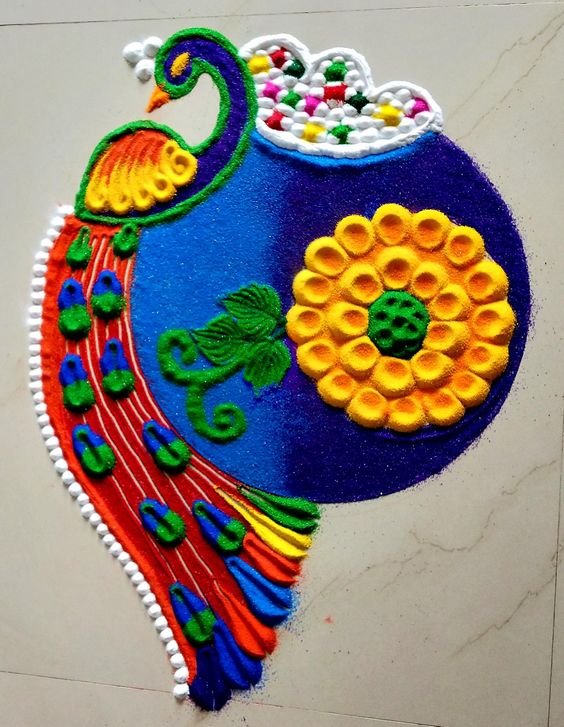 Peacock Rangoli designs