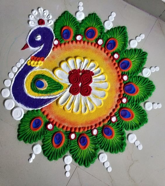 Peacock Rangoli designs