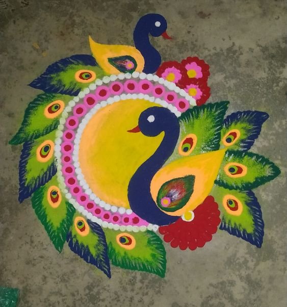 Peacock Rangoli designs