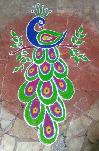 Peacock Rangoli designs