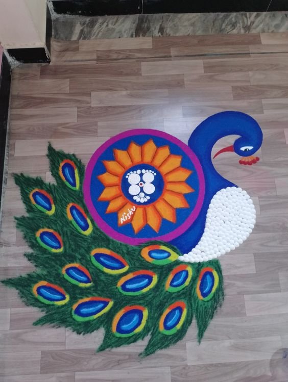 Peacock Rangoli designs