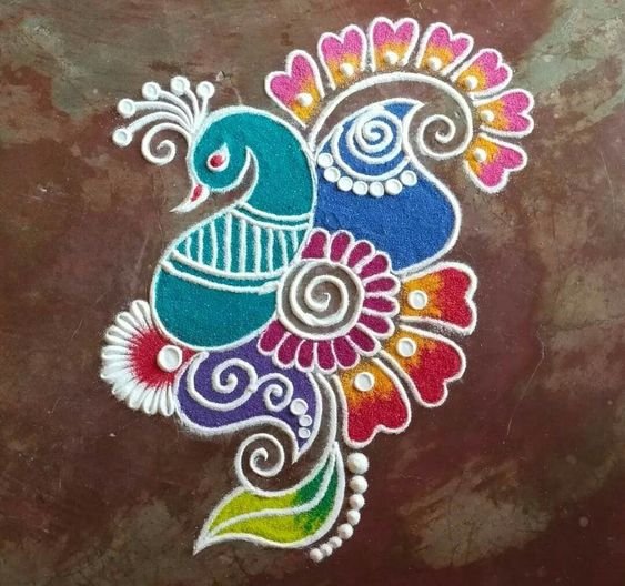 Peacock Rangoli designs