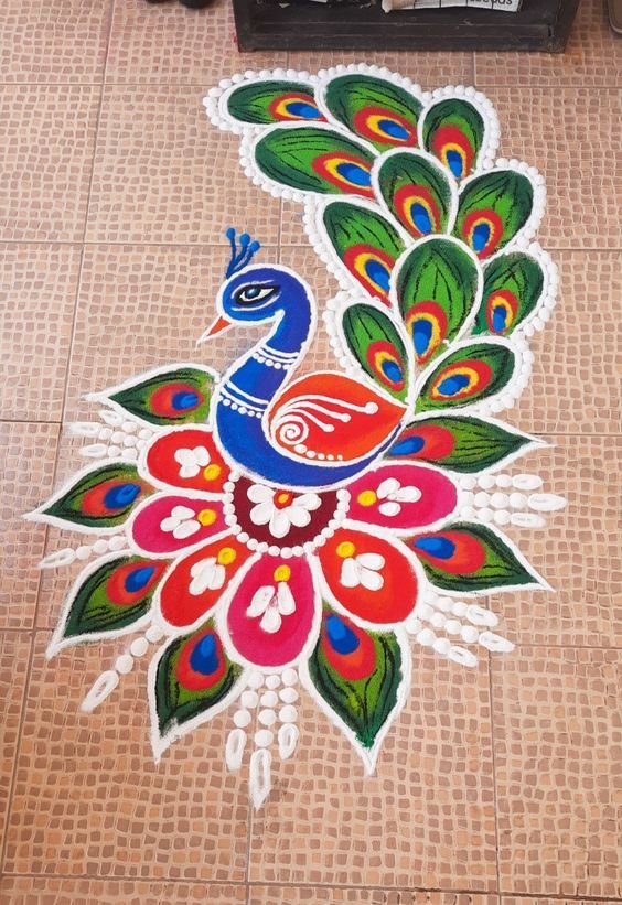 Peacock Rangoli designs