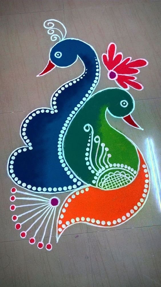 Peacock Rangoli designs