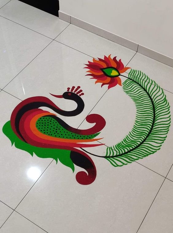 Peacock Rangoli designs