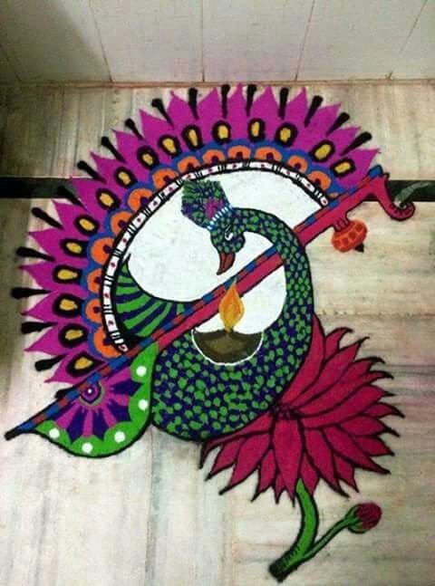 Peacock Rangoli designs