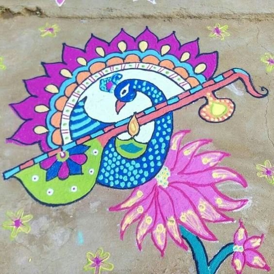 Peacock Rangoli designs