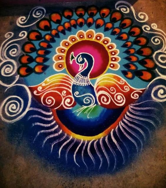 Peacock Rangoli designs