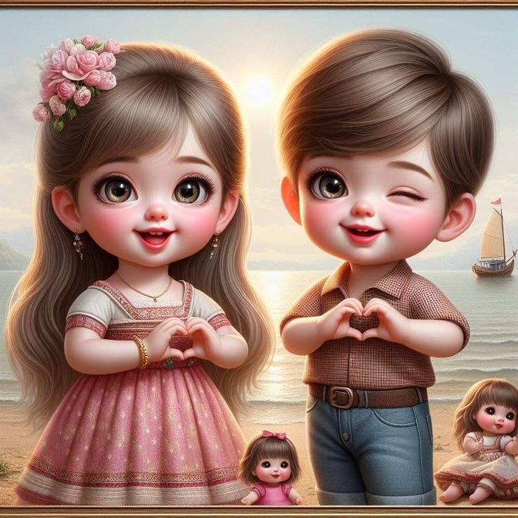 Cute Cartoon Couple Dp images