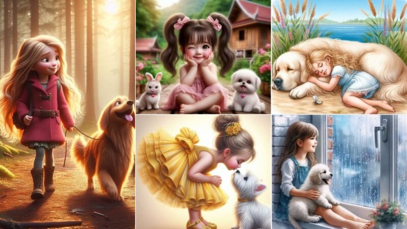 cute girl with dog dp images for whatsapp